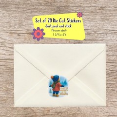 Christmas winter themed sticker seals set of 20, Christmas envelope seals