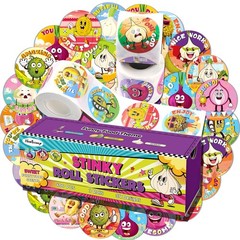Smelly Scratch and Sniff Stickers for Kids, 3 Rolls, 600 PCS, 24 Designs