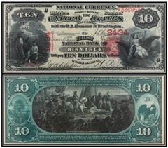 $10 Ten Dollar National Bank Note (US CURRENCY STICKERS) Lot Of 2