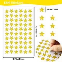 1800 PCS Gold Star Stickers, 30 Sheets Holographic Gold Star Sticker for Kids Re