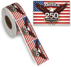 500 PCS Patriotic 250th Independence Anniversary Stickers Roll American Flag