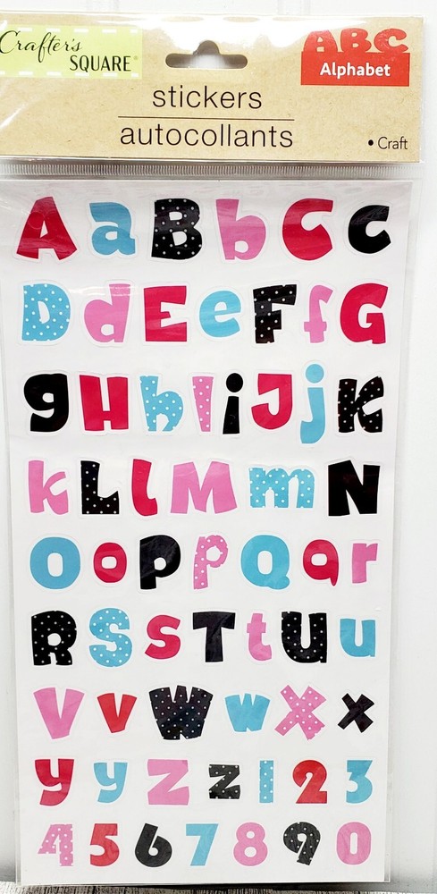 Upper & Lower Case Alphabet Number Stickers Crafters Square 61 Stickers – 1 Pack