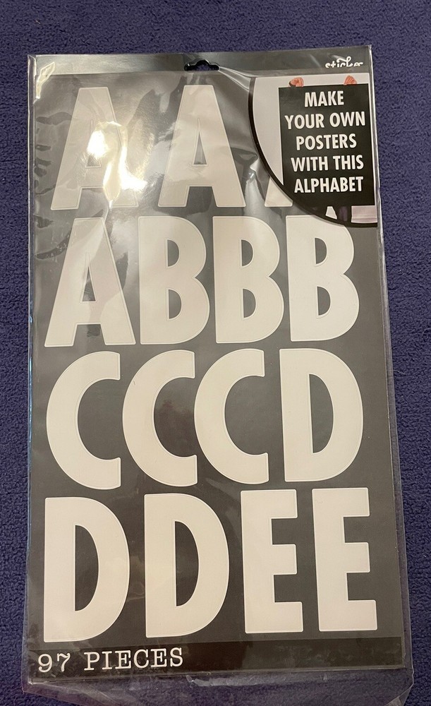 Sticko White Poster Size Alphabet Stickers 97 Piece, NEW Bold Large Jumbo XL ABC