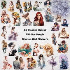 People Scrapbook Sticker Set (30 Sheets, 236 Assorted Pieces) – Journaling Sc…