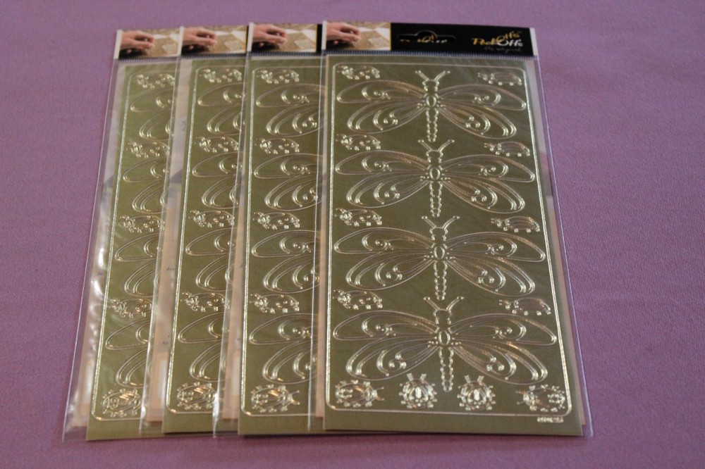 Peel Off’s LOT of 4 Packages of Gold Outlined Butterflies & Ladybugs Stickers!