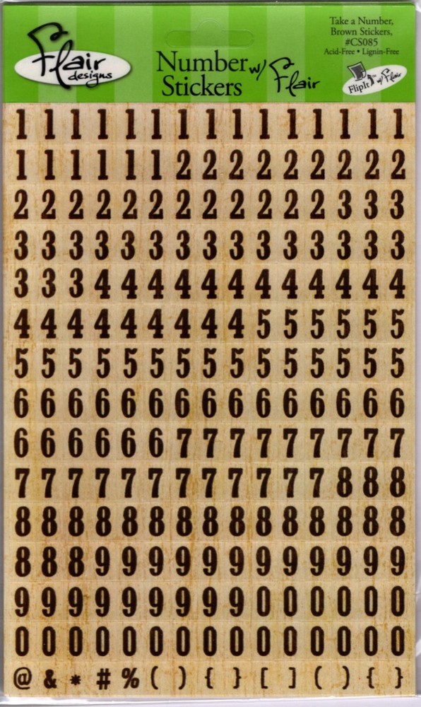 Flair Designs TAKE A NUMBER (225pc) Stickers scrapbooking journals calendars