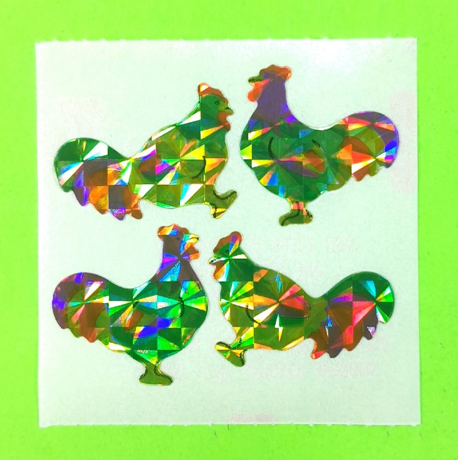 Vintage Prismatic Great 7 Rainbow Roosters Sticker Mod