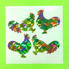 Vintage Prismatic Great 7 Rainbow Roosters Sticker Mod