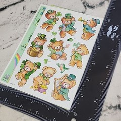Vintage AGC St Patricks Day Stickers Lot 3 Sheets Peanuts Leprechaun Teddy Bears