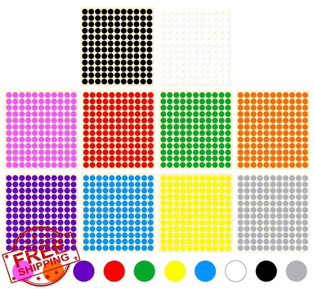Aanxufa 1/2″ (13mm) Colored Dot Stickers 10 Colors
