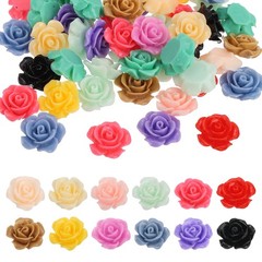15mm Resin Rose Flatback Charms, 60 Pcs Cabochon Embellishment, Mixed Colors