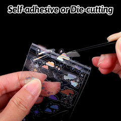 36 Sheets Holographic Deco Stickers Shiny Tiny Stickers Self Adhesive Clear Glit