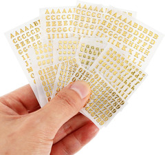 12 Sheets Small Letter Stickers, 3 Sizes Mini Alphabet Number Stickers 3D