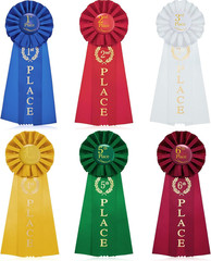 Award Ribbon Set Victory Rosette First Place Ribbon 1st, 2nd, 3rd, 4th, 5th, …