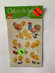 Vintage Oster-Schmuck Hen & Chicks Rooster Stickers ~ So Cute!