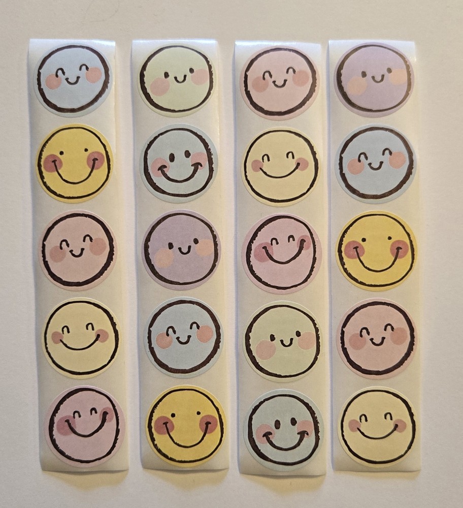 20 Cute Happy Face Stickers Pastel Smiley Face Stickers Reward Stickers For Kids