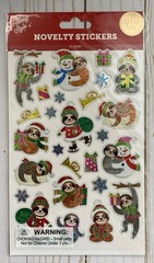 Sloth Christmas Stickers Foiled Novelty Unique Stocking Stuffer Small Gift New