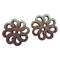 Chenkou Craft New Hollow Flower Wood Buttons 20mm Sewing Craft Brown Wholesal…