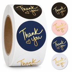 500 Thank You Stickers – 2″ Round Labels with Gold Foil Hearts for Packaging, Gi