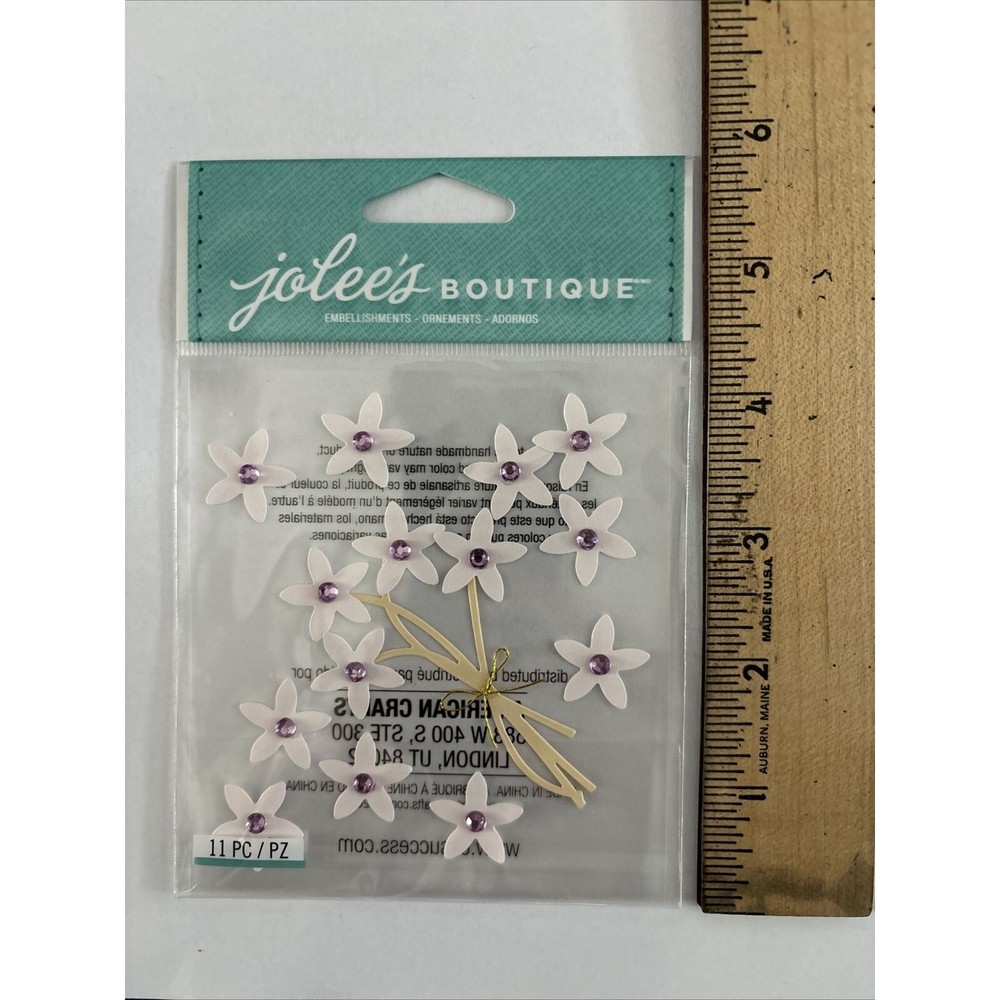 Jolee’s Boutique 3D Stickers Violet Jeweled Flowers 53256 New! Fast Shipping!