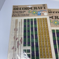 Vintage Letraset 1974 Rub‑On Transfers Decorative Borders NOS 5 Sheets Scrapbook