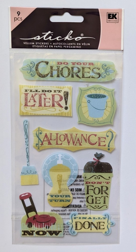 RARE Sticko Kids Chores Allowance Scrapbooking Stickers
