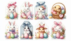 Choose ASet Bunny Rabbit Easter Tags Embellishments Junk Journal Scrapbook