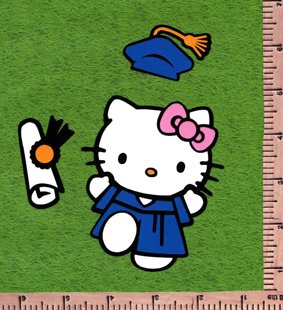 Hello Kitty Graduate , Layered, 4.5″ tall- Scrapbooking, U CHOOSE COLOR(S)