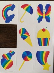 Vintage 1980s Rainbow Sparkle Prismatic Mirror Lisa Frank Hambly Pride Stickers