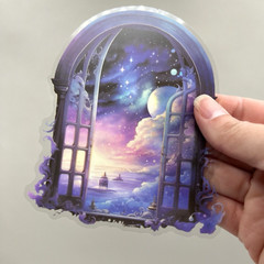 Celestial Moon Night Window Stickers Large Flake Junk Journals Collage