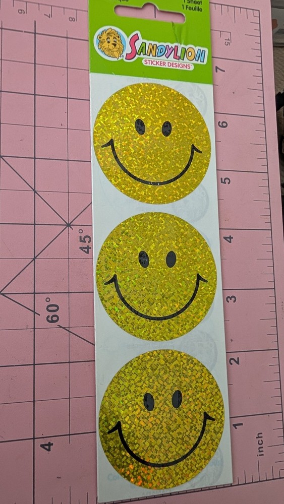 Vintage Sandylion Stickers Large Smiley Faces Yellow New In Package