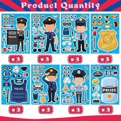 24 Sheets Make Your Own Policeman Stickers, Educational Theme Gift for Kids,