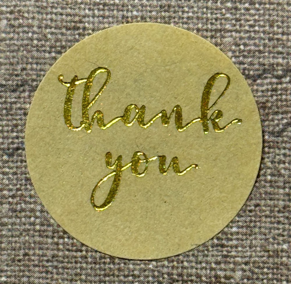 100 THANK YOU Round Stickers Natural/Gold Gift Stickers 1”