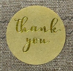 50 THANK YOU Round Stickers Natural/Gold Gift Stickers 1”