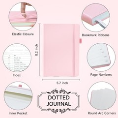 Dotted Journal Kit, Dot Grid Journal Hardcover Planner Notebook Set For Pink