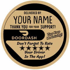 Custom DoorDash Thank You Sticker Round,Name Personalization,Rate & Tip Reminder