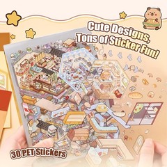 20 Sets 3D Sticker Scenes, Miniature House Book for Sticker Therapy, Cute Cartoo