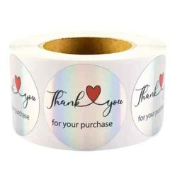 500/Roll 1.5″ Laser Holographic Heart Thank You Stickers for Business Package