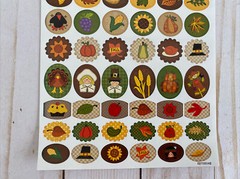 Thanksgiving 66 Stickers Leaves Acorn Pilgrims Corn Turkey Pie Crow Grapes New
