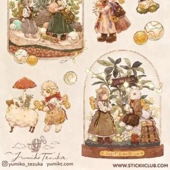 Stickii – Whimsical Terrarium Stickers – 1 Fantasy Rabbit & Sheep Sticker Sheet
