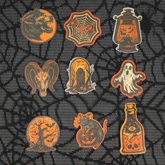 Halloween Stickers in a Vintage Sepia Horror Occult Style – Set of 10 Stickers
