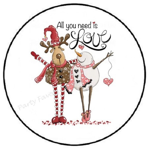 ALL YOU NEED IS LOVE CHRISTMAS ENVELOPE SEALS LABELS STICKERS PARTY FAVORS