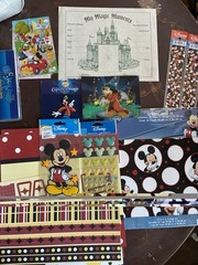Vintage DISNEY EPCOT Mickey Mouse Minnie Lot Approx 110 + Scrapbook Sheets 12×12