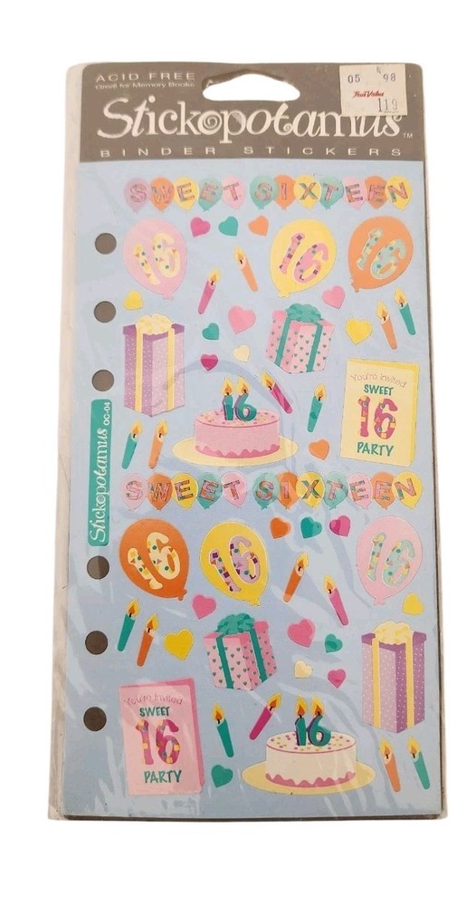 RARE Stickopotamus Sweet 16 Years Sixteenth Birthday Present Cake Balloons Party