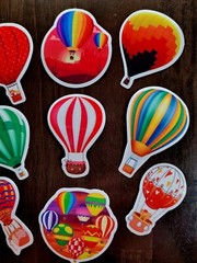 STICKERS x 10 Hot Air Balloon BRIGHT Color Sticker Various Styles HB1