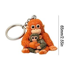 Punch The Monkey Keychain 3D Printed Holding Plush Toy Hanging Keyring