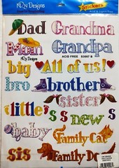 FAMILY WORDS Stickers (37pc)NRN Design•Mom•Dad•Grandma•Grandpa •Baby•Sister•Bro•
