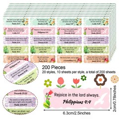 Outus 200 Pieces Bible Verse Stickers Scripture Inspirational Decals Bible Verse