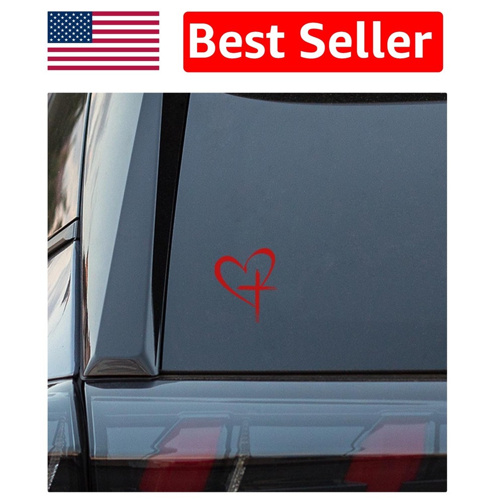 Stylish Love Heart Cross Sticker – 6.3×4.13» Vinyl Decal for Personalization