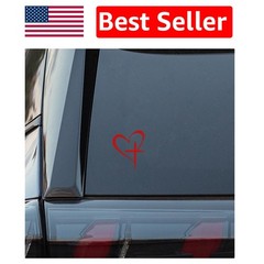 Stylish Love Heart Cross Sticker – 6.3×4.13» Vinyl Decal for Personalization